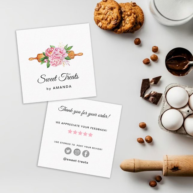 Tarjeta De Visita Cuadrada Panadería de dulces tratamientos Gracias (Subido por el creador)