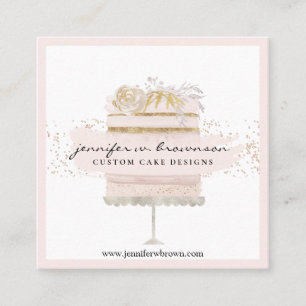 Tarjeta De Visita Cuadrada Panadería de Pastelería para Torta de Boda