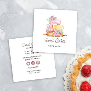 Tarjeta De Visita Cuadrada Panadería de pasteles dulces