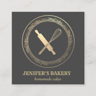 Tarjeta De Visita Cuadrada Panadería del chef del bigüeñal profesional del al