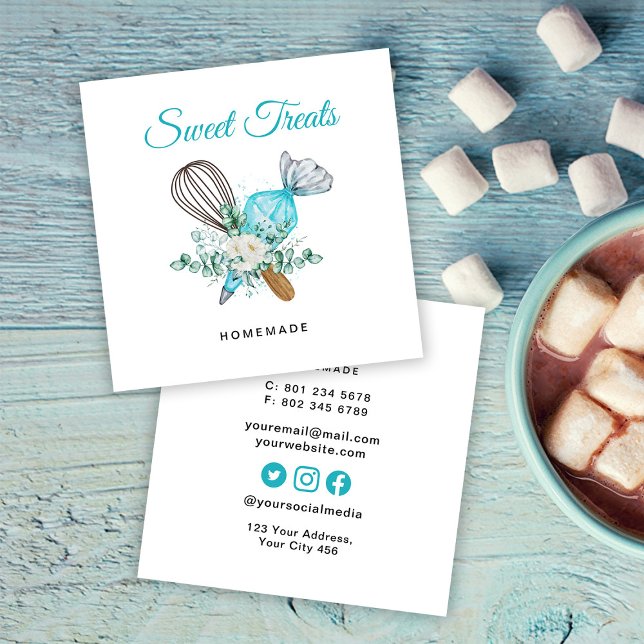 Tarjeta De Visita Cuadrada Panadería dulce (Subido por el creador)