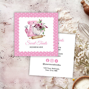Tarjeta De Visita Cuadrada Panadería Dulces Delicias Rosa