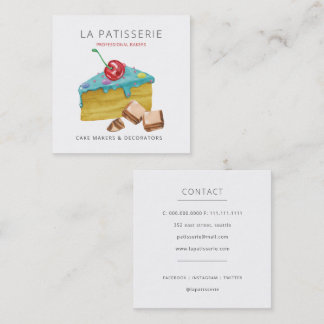 Tarjeta De Visita Cuadrada Panadería moderna con queso azul dulce y pastelerí