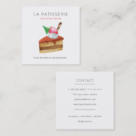 Tarjeta De Visita Cuadrada Panadería moderna de queso rosado y pastelería