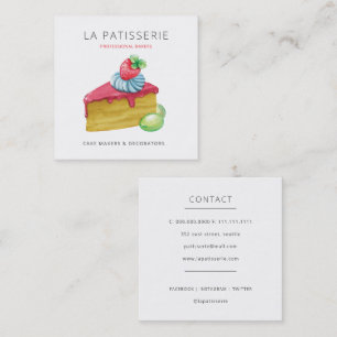 Tarjeta De Visita Cuadrada Panadería moderna de queso rosado y pastelería