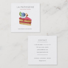 Tarjeta De Visita Cuadrada Panadería moderna de queso rosado y pastelería