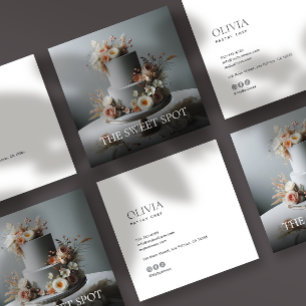 Tarjeta De Visita Cuadrada Panadería Modernista Minimalista de Fotos y Social