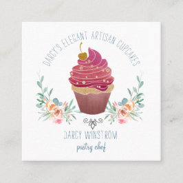 Tarjeta De Visita Cuadrada Panadería Pastelería Chef Elegante Pastel De Paste
