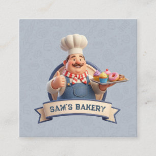 Tarjeta De Visita Cuadrada Panadería Pastelería Chef Postres Dulces Pastelerí