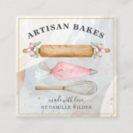Tarjeta De Visita Cuadrada Panadería Pastry Chef Bakers Tools