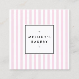 Tarjeta De Visita Cuadrada Panadería Retro Pink Candy Stripes