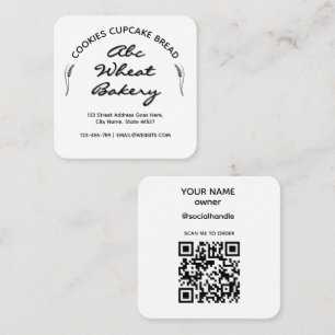 Tarjeta De Visita Cuadrada Panadería Rústica Cabaña