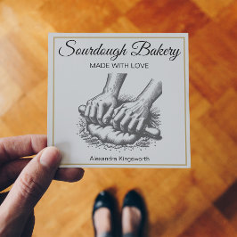 Tarjeta De Visita Cuadrada Panadería Sourdough hecha a mano retro vintage par