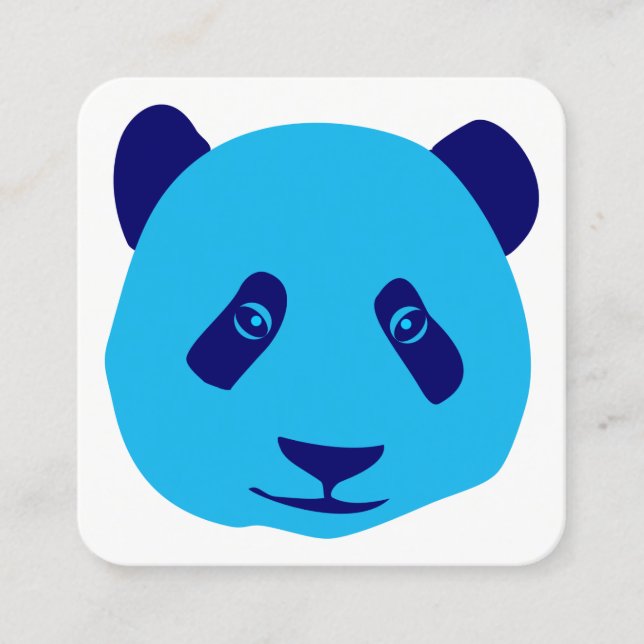 Tarjeta De Visita Cuadrada Panda - Azul (Anverso)