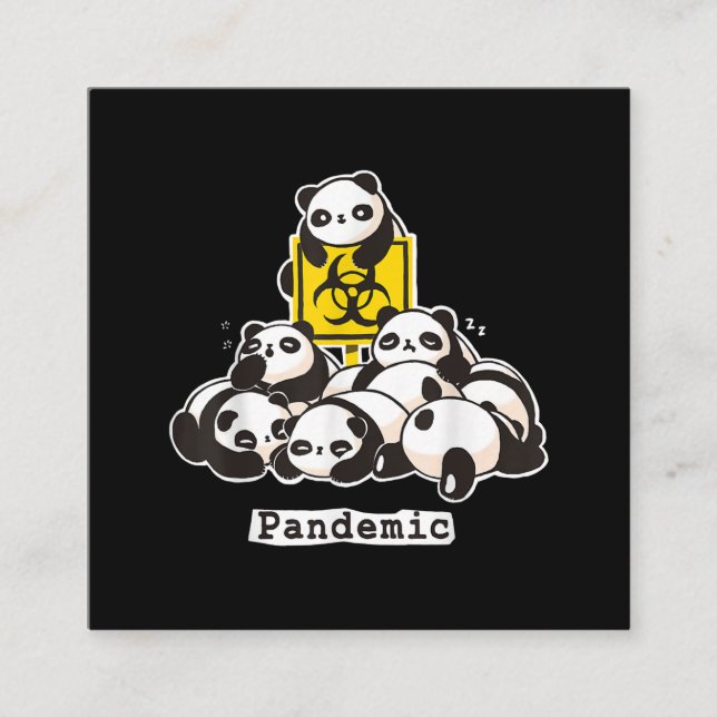 Tarjeta De Visita Cuadrada Panda Lovers | Pandémica divertida de Cute Panda (Anverso)