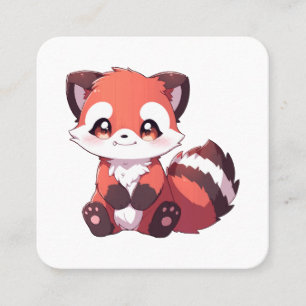 Tarjeta De Visita Cuadrada panda rojo adorable