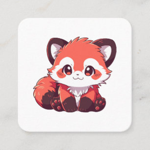 Tarjeta De Visita Cuadrada panda rojo lindo