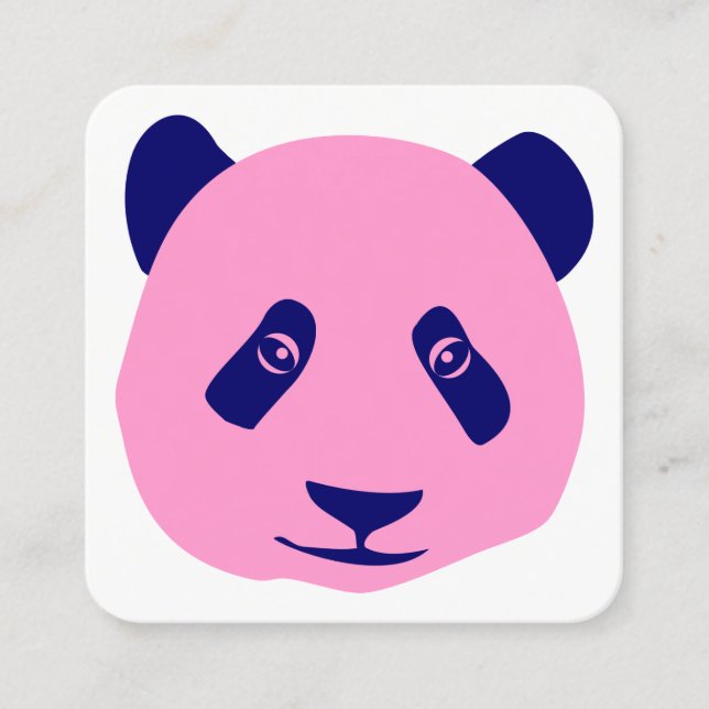 Tarjeta De Visita Cuadrada Panda - rosa y azul (Anverso)