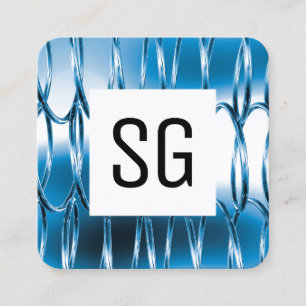 Tarjeta De Visita Cuadrada Panel cuadrado - Iniciales - Azul de las primavera