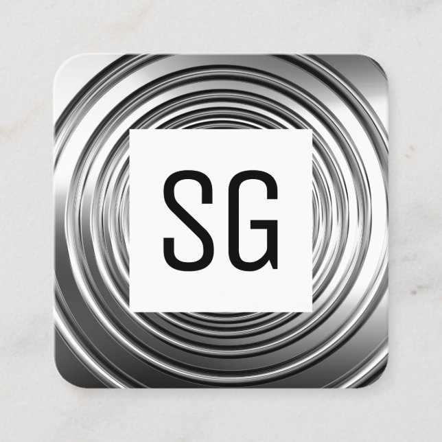 Tarjeta De Visita Cuadrada Panel cuadrado - Iniciales - B&W de primavera larg (Anverso)