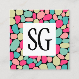 Tarjeta De Visita Cuadrada Panel cuadrado - Iniciales - Formas de guijarros 0