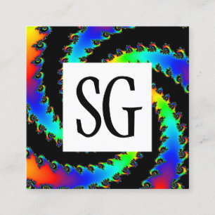 Tarjeta De Visita Cuadrada Panel cuadrado - Iniciales - Fractal Vortex 01