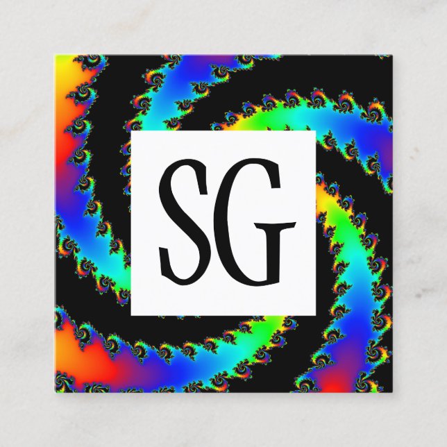 Tarjeta De Visita Cuadrada Panel cuadrado - Iniciales - Fractal Vortex 01 (Anverso)