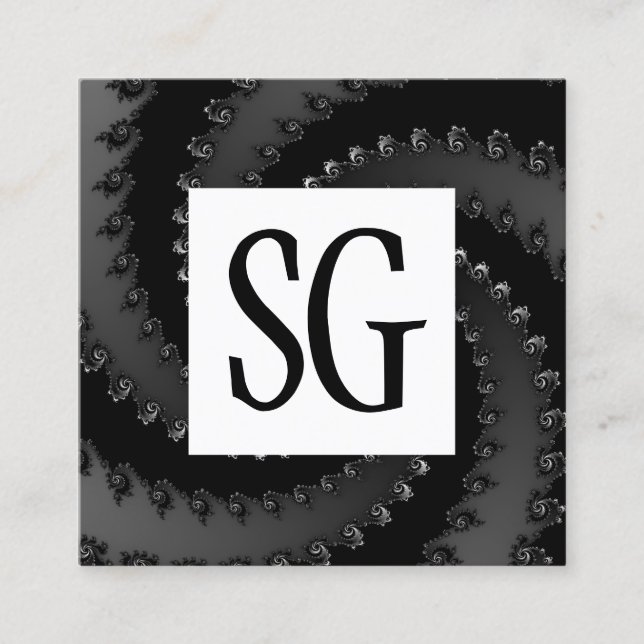 Tarjeta De Visita Cuadrada Panel cuadrado - Iniciales - Fractal Vortex 02 (Anverso)