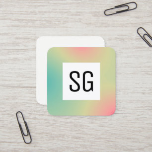 Tarjeta De Visita Cuadrada Panel cuadrado - Iniciales - Gradiente cuadrado B