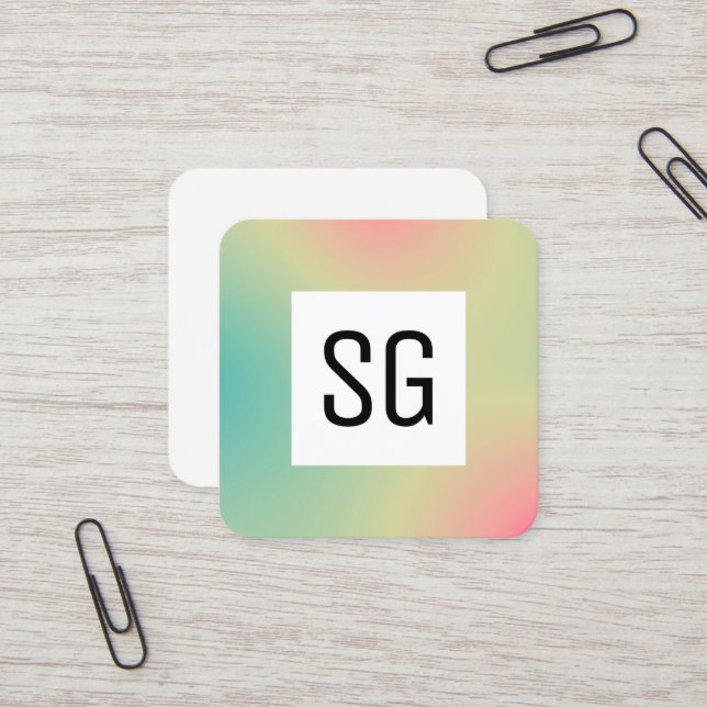 Tarjeta De Visita Cuadrada Panel cuadrado - Iniciales - Gradiente cuadrado B (Anverso/Reverso In Situ)