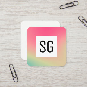 Tarjeta De Visita Cuadrada Panel cuadrado - Iniciales - Gradiente cuadrado B