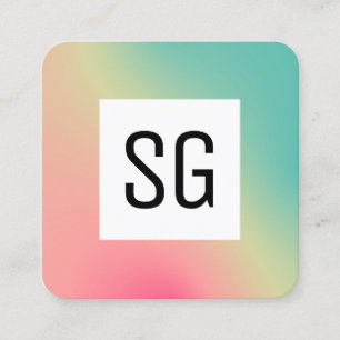 Tarjeta De Visita Cuadrada Panel cuadrado - Iniciales - Gradiente cuadrado B