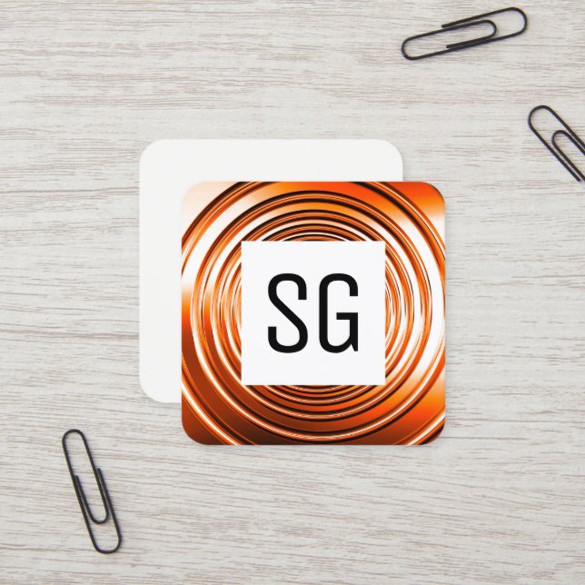 Tarjeta De Visita Cuadrada Panel cuadrado - Iniciales - Naranja de primavera  (Anverso/Reverso In Situ)