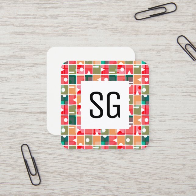 Tarjeta De Visita Cuadrada Panel cuadrado - Iniciales - Resumen 120623 (Anverso/Reverso In Situ)