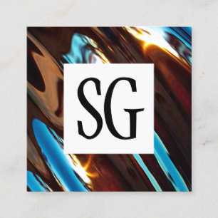 Tarjeta De Visita Cuadrada Panel cuadrado - Iniciales - Resumen metálico