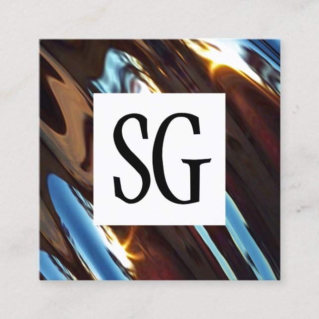 Tarjeta De Visita Cuadrada Panel cuadrado - Iniciales - Resumen metálico (Anverso)