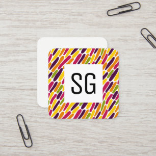 Tarjeta De Visita Cuadrada Panel cuadrado - Iniciales - Splash de color 03032