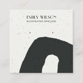 TARJETA DE VISITA CUADRADA PANTALLA ABSTRACTA DE GANANCIAS DE BLANCO NEGRO BL