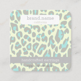 Tarjeta De Visita Cuadrada Pantalla Blue Leopard Print Handmade Jewelry Stud