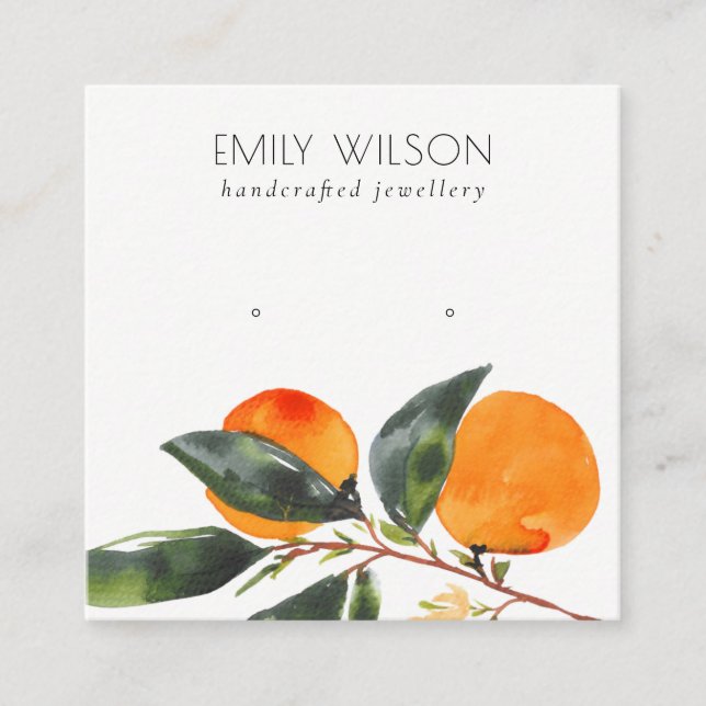 Tarjeta De Visita Cuadrada Pantalla Cute Tropical Boho Mandarin Stud Earl (Anverso)