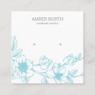Tarjeta De Visita Cuadrada Pantalla de anclaje de Joyería de Flor Azul Blosso