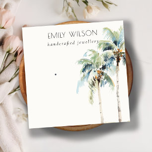 Tarjeta De Visita Cuadrada Pantalla de anclaje del árbol de palmas costero tr