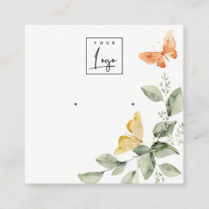 Tarjeta De Visita Cuadrada Pantalla de anclaje del logotipo de mariposas del 