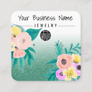 Tarjeta De Visita Cuadrada Pantalla de anclaje del logotipo del Purpurina flo