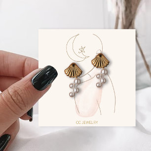Tarjeta De Visita Cuadrada Pantalla de barrena de joyas artesanales Lady