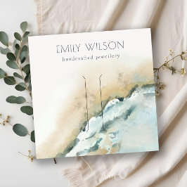 Tarjeta De Visita Cuadrada Pantalla de clip de pelo de arena de olas costeras