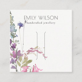 Tarjeta De Visita Cuadrada Pantalla de clip de pelo de concha azul Rubor rosa