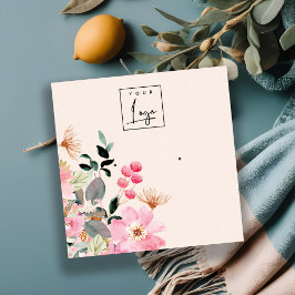 Tarjeta De Visita Cuadrada Pantalla de reposo de Bungalows florales rosados P