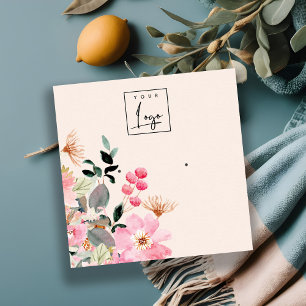 Tarjeta De Visita Cuadrada Pantalla de reposo de Bungalows florales rosados P