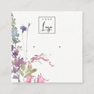 Tarjeta De Visita Cuadrada Pantalla de reposo de conglomerado floral color az
